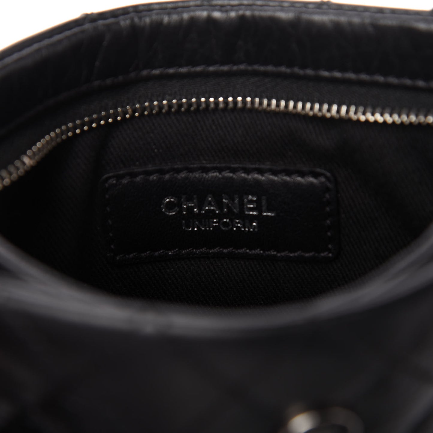 Aged Calfskin Quilted Crossbody Bag Black