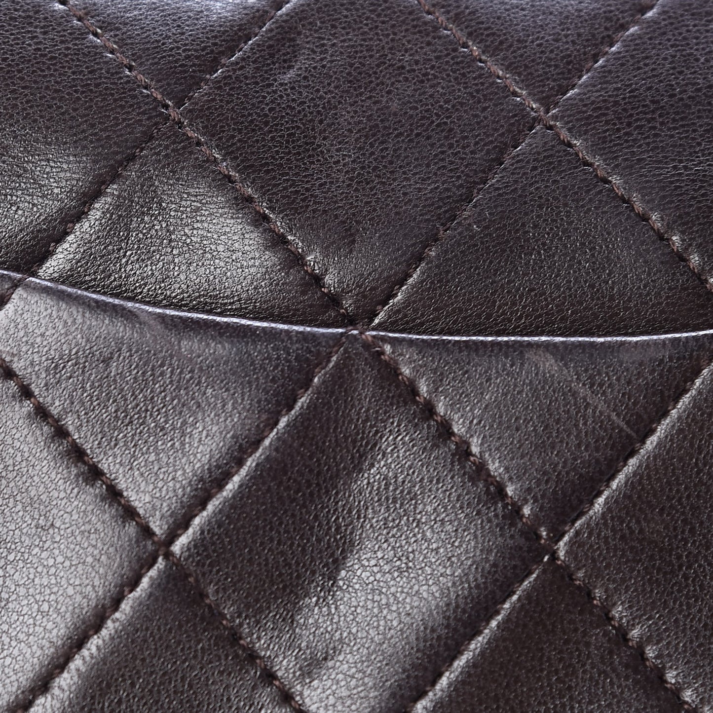 Lambskin Quilted Mini Square Flap Brown