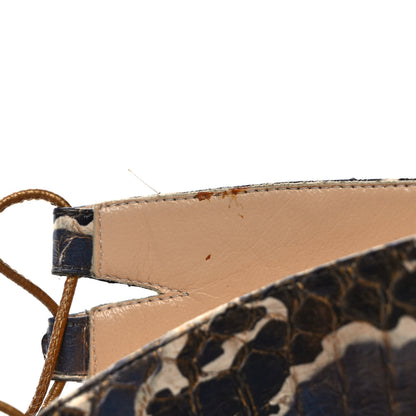 Christian Louboutin Suede Snakeskin Embossed Pony Hair Corsankle 150 Sandals 39 Indiana 9 of 9