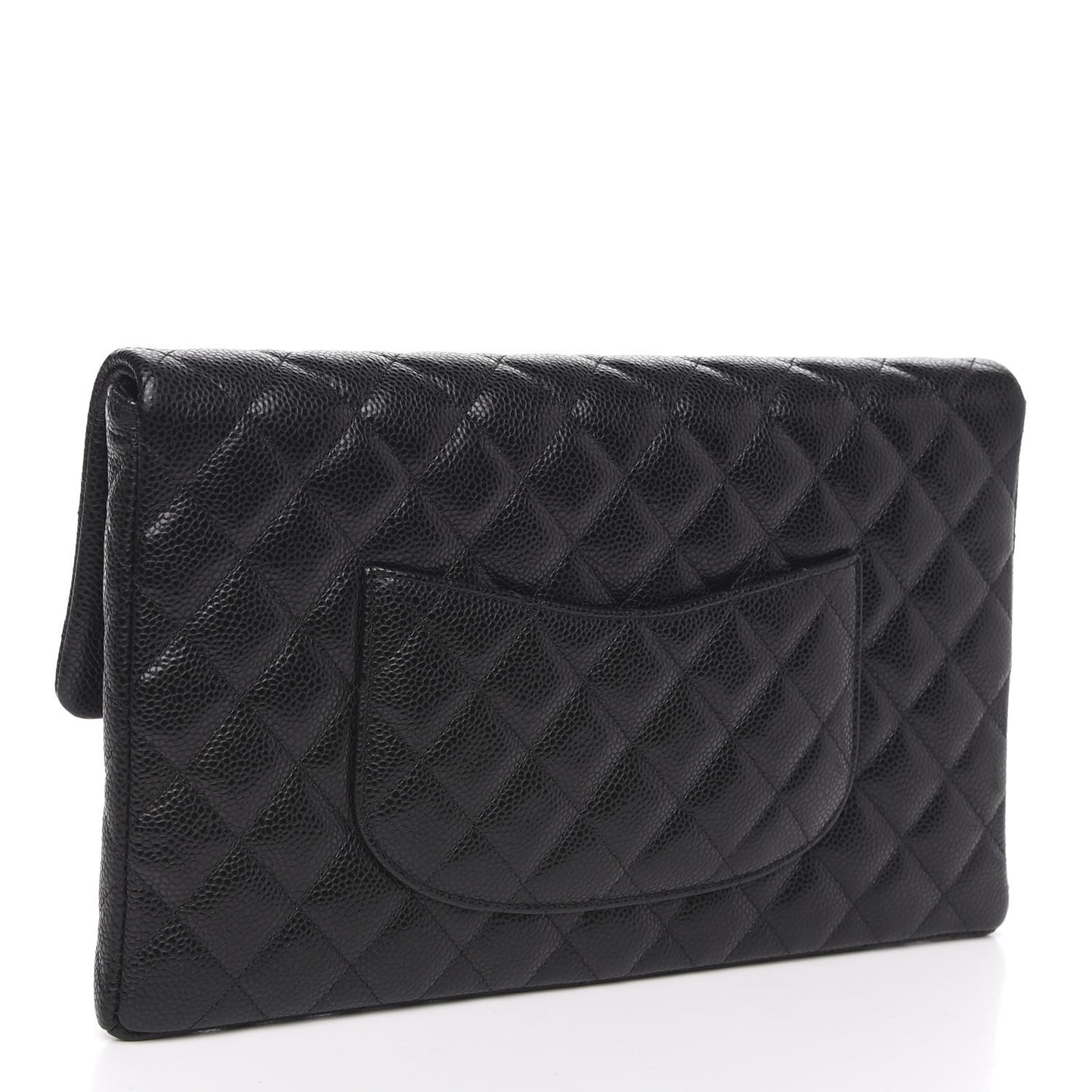 Caviar Quilted Flap Clutch Black
