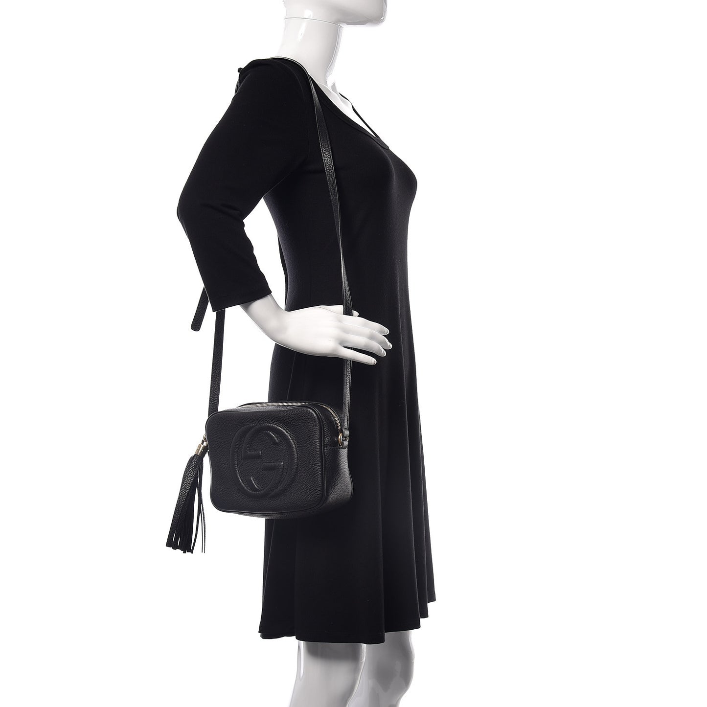 Pebbled Calfskin Small Soho Disco Bag Black