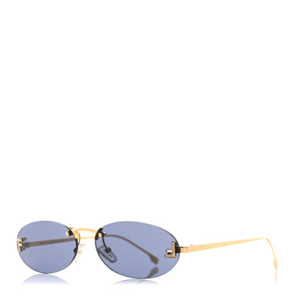 Fendi Metal Crystal Fendi First Fashion Show Oval Sunglasses FE4075US Gold Blue 1 of 7