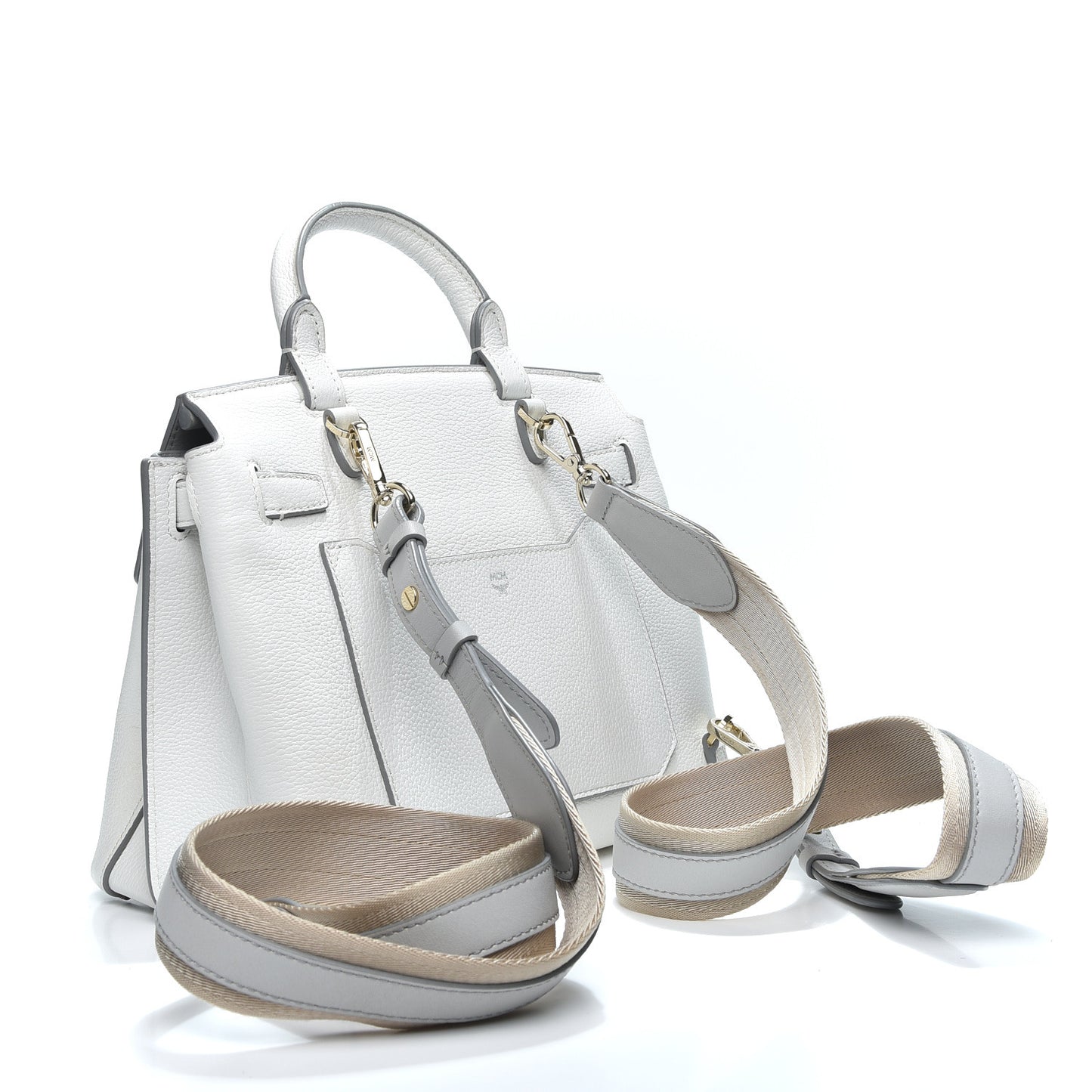 Grained Calfskin Medium Milla Convertible Backpack White Flake