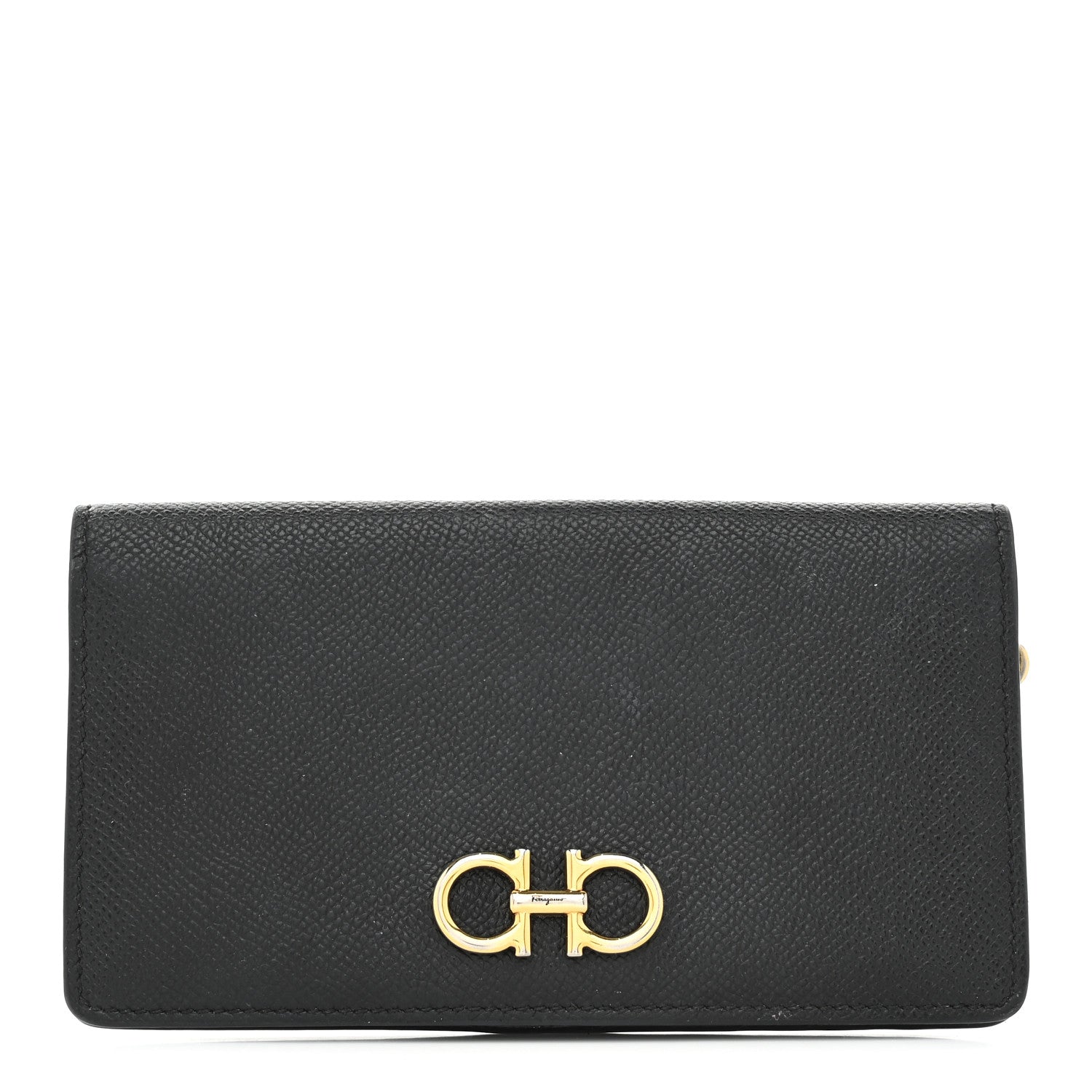 Salvatore Ferragamo Grained Calfskin Gancini Continental Wallet Black 1 of 8