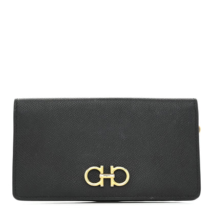 Salvatore Ferragamo Grained Calfskin Gancini Continental Wallet Black 1 of 8
