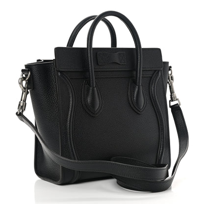 Celine Drummed Calfskin Nano Luggage Black 3 of 12