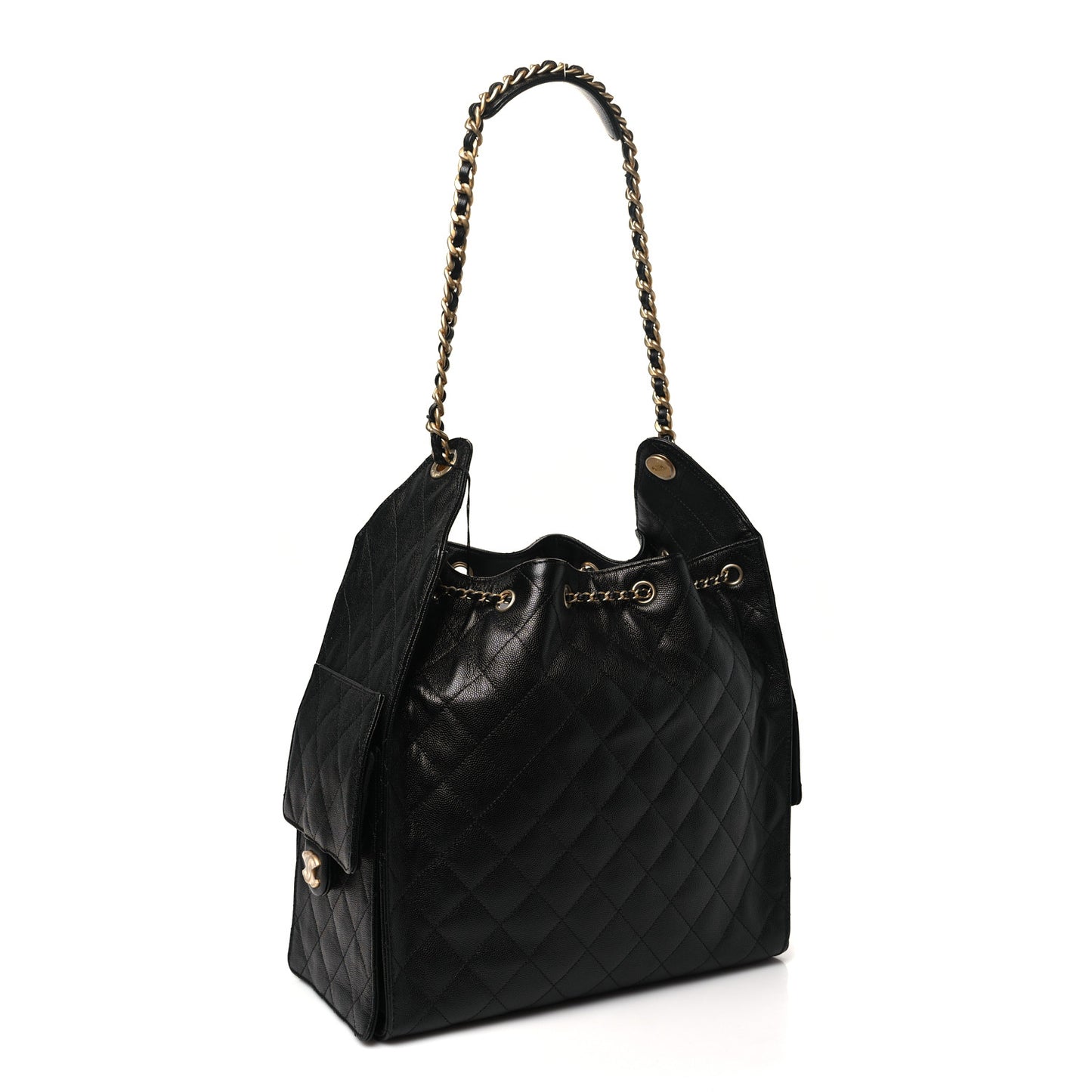 Caviar Quilted Medium Chanel 25 Handbag Black