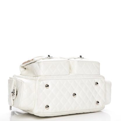 Chanel Calfskin Python Quilted Large Cambon Multipocket Reporter White 4 of 9