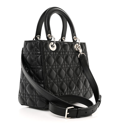 Christian Dior Lambskin Cannage Medium Lady Dior Black 3 of 10
