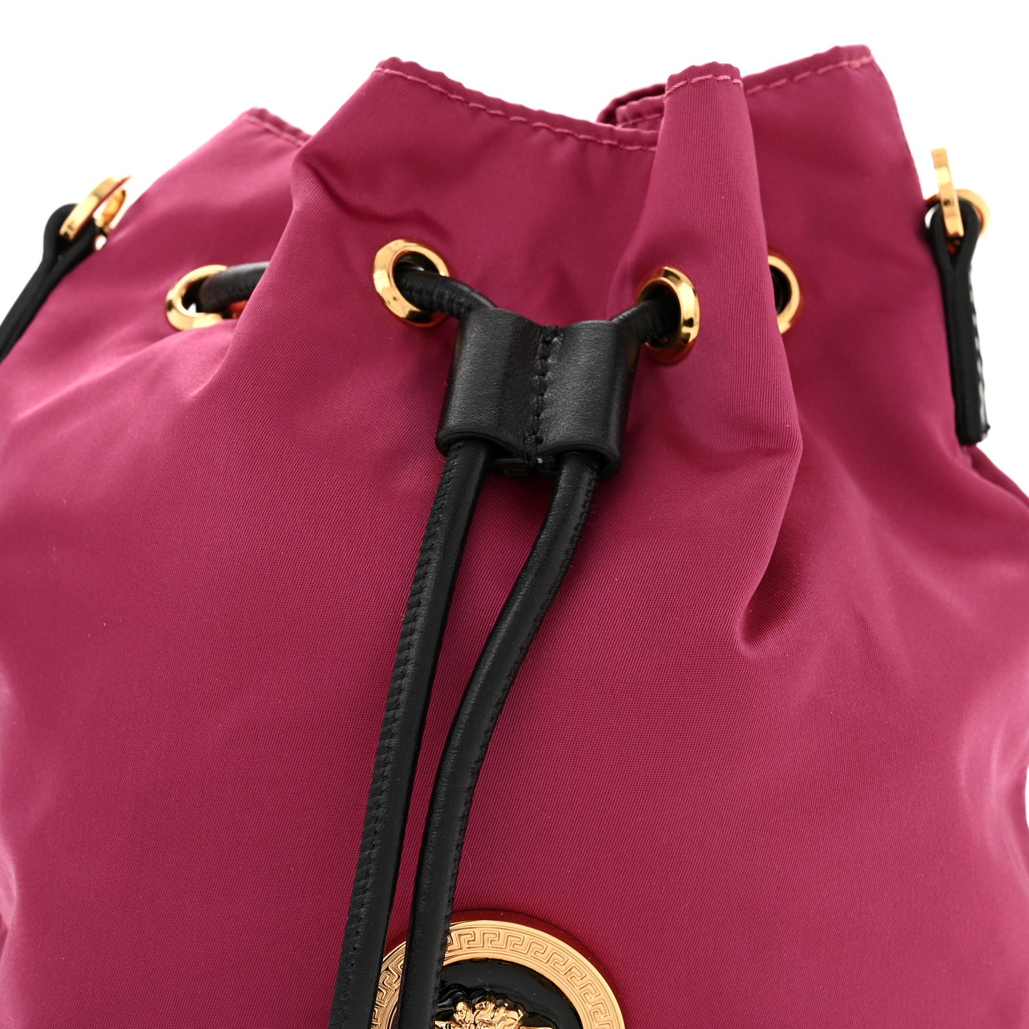 Versace NylonMedusa Drawstring Bucket Bag Dahlia Black 6 of 8