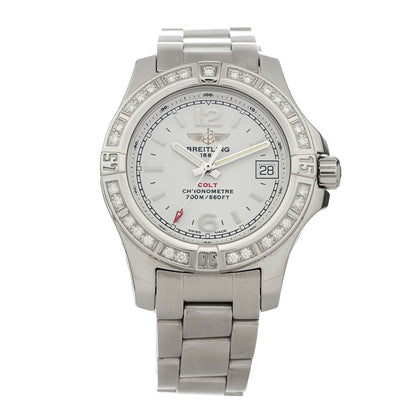 Breitling Stainless Steel Diamond Bezel 33mm Colt Lady Quartz Watch White A7738853 1 of 5