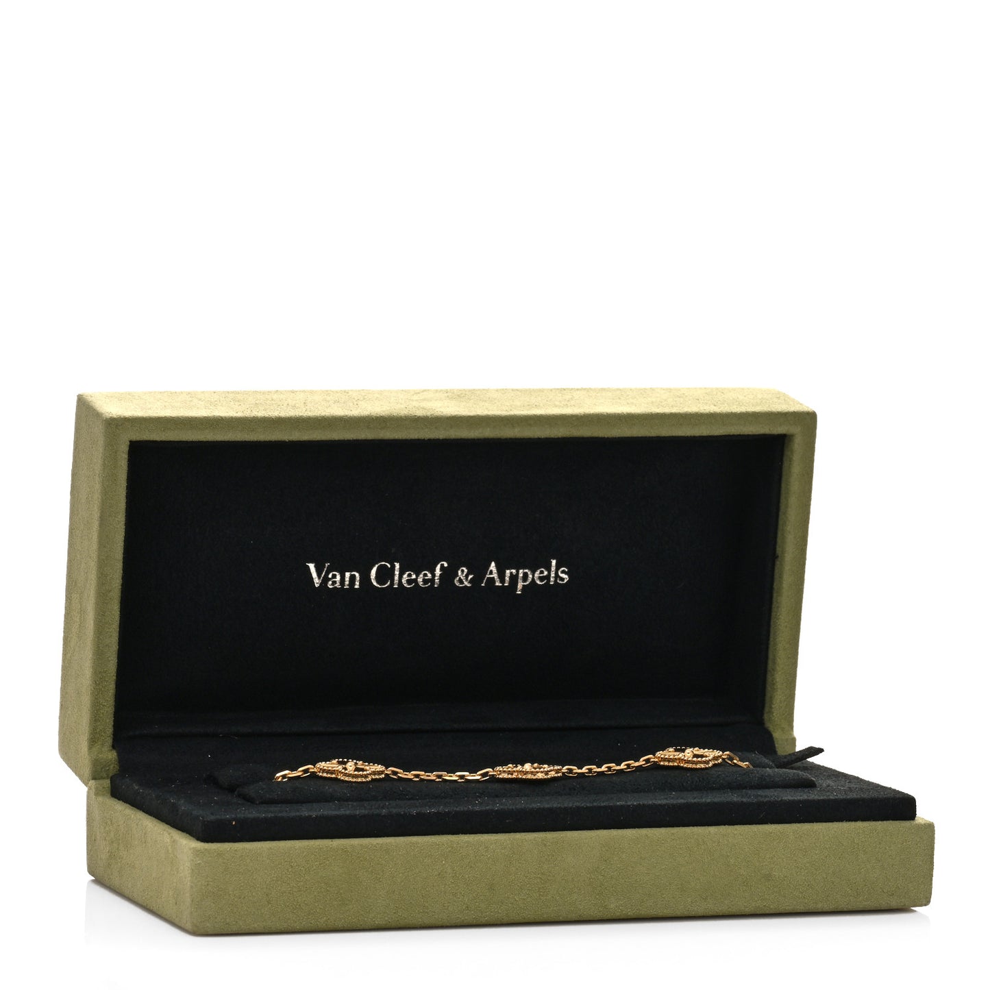 18K Yellow Gold 5 Motifs Guilloche Vintage Alhambra Bracelet