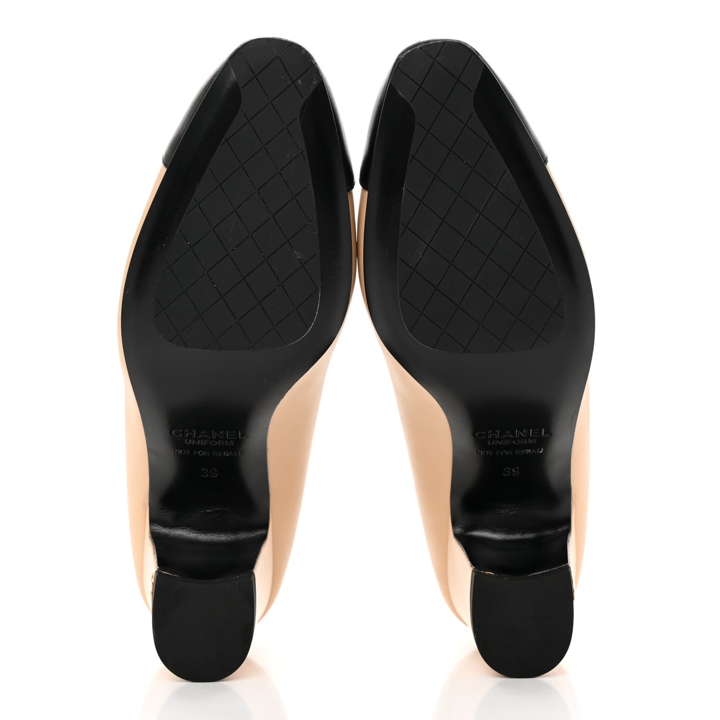 Lambskin Cap Toe CC Pumps 39 Beige Black