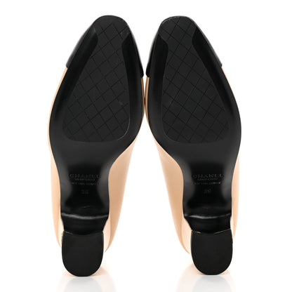 Chanel Lambskin Cap Toe CC Pumps 39 Beige Black 5 of 22