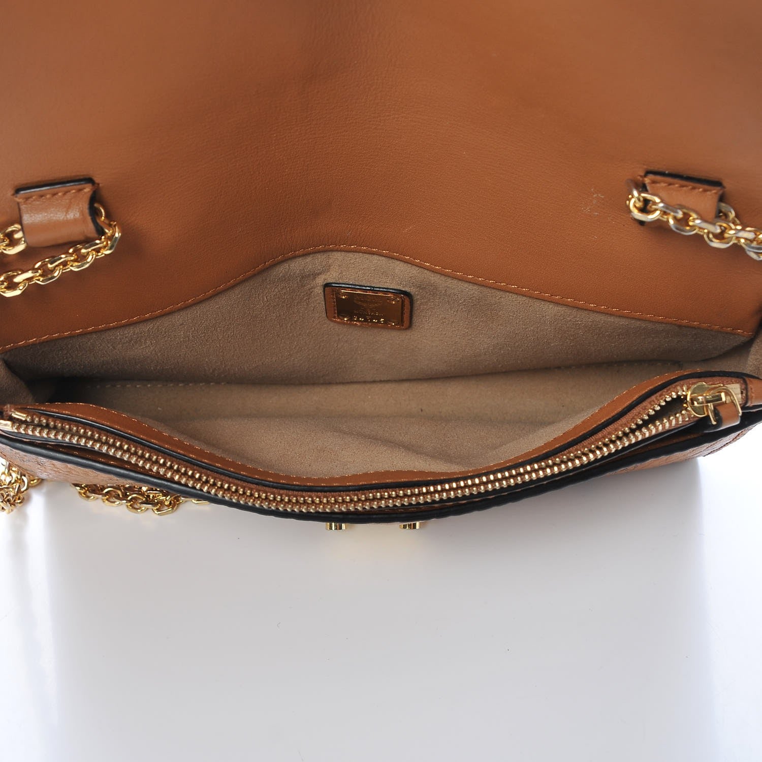 MCM Visetos Small Millie Crossbody Bag Cognac 5 of 14