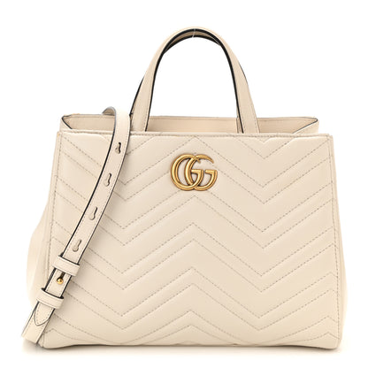 Gucci Calfskin Matelasse Small GG Marmont Tote White 1 of 13