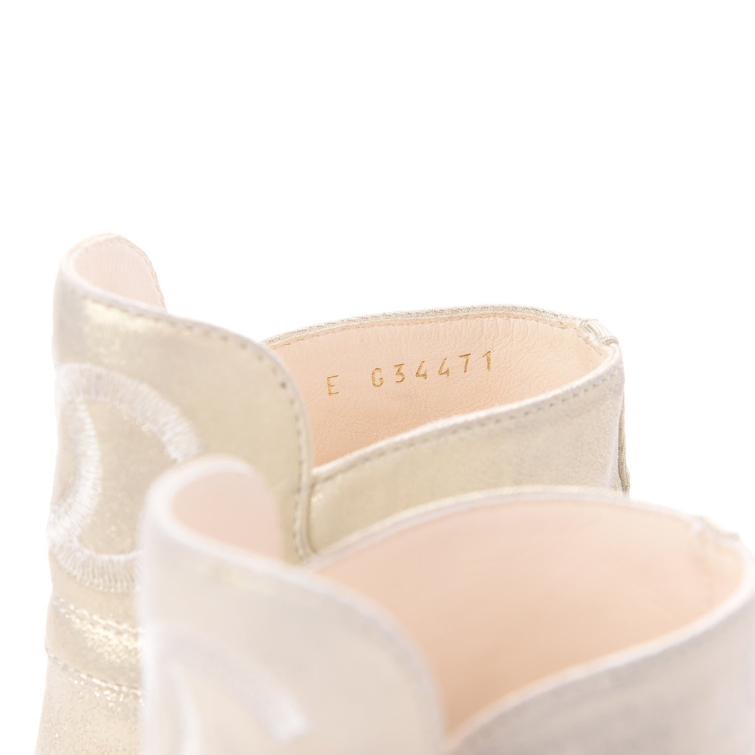Chanel Metallic Calfskin Pearl CC Cap Toe Short Boots 35 Gold 10 of 13