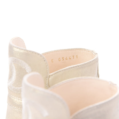 Chanel Metallic Calfskin Pearl CC Cap Toe Short Boots 35 Gold 10 of 13