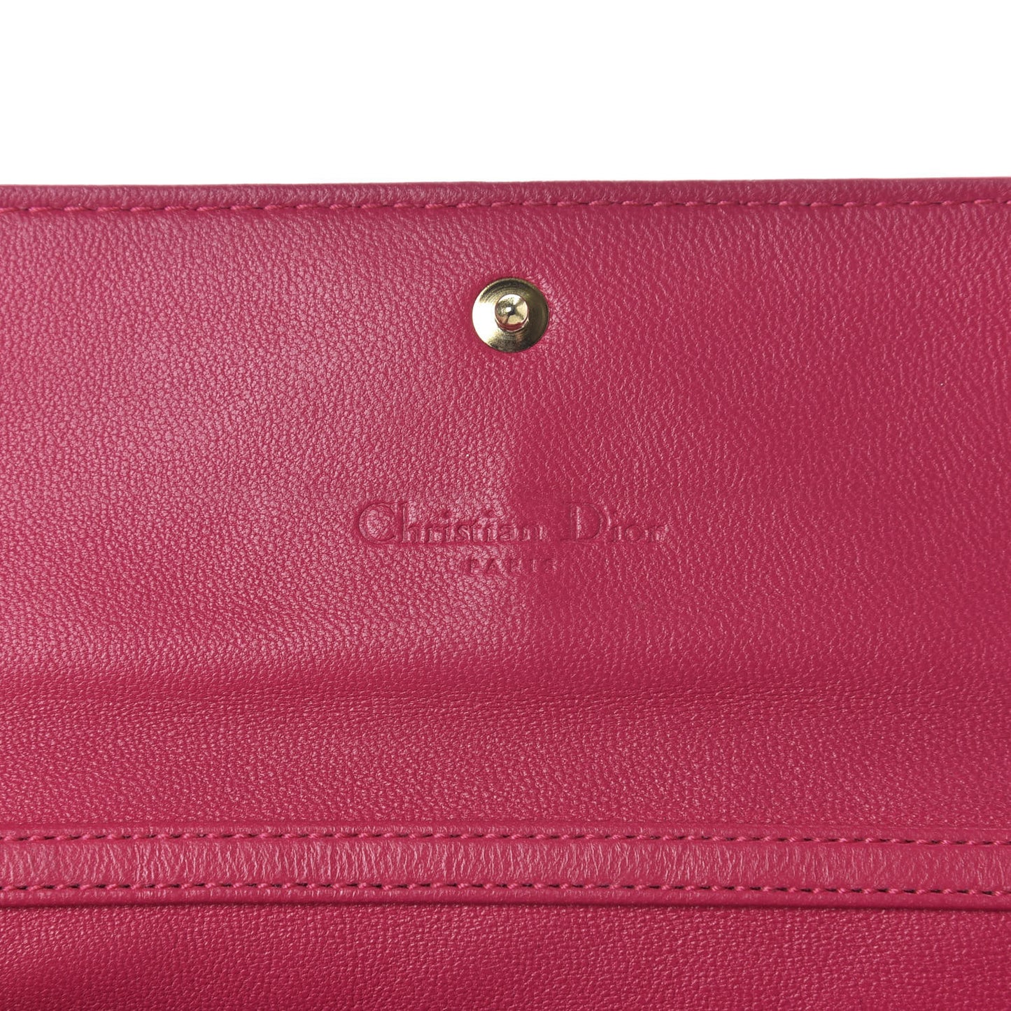 Lambskin Cannage Lady Dior Rendezvous Wallet On Chain Fuchsia