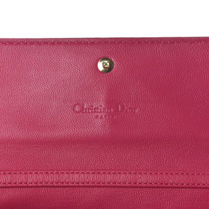 Christian Dior Lambskin Cannage Lady Dior Rendezvous Wallet On Chain Fuchsia 8 of 12