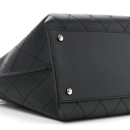 Chanel Calfskin Stitched Shopping Tote Black 9 of 13