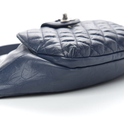 Chanel Crumpled Calfskin Quilted Casual Rock Waist Bag Fanny Pack Blue 7 of 9