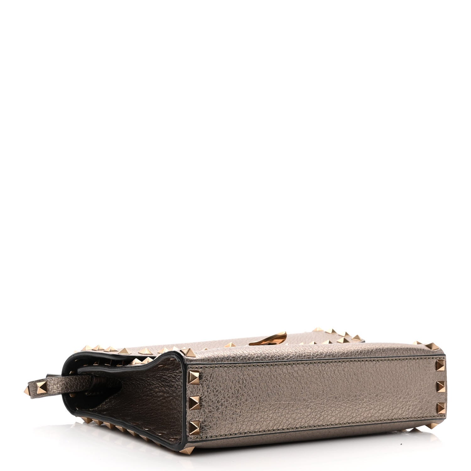 Valentino Garavani Metallic Pebbled Calfskin Medium Rockstud Flip Lock Crossbody Bag Sasso 4 of 9