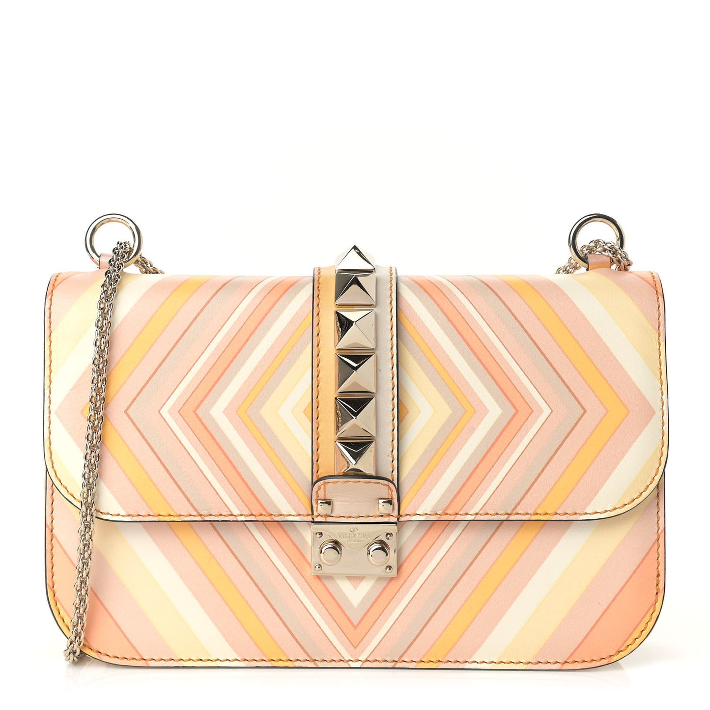 Vitello Native Couture 1975 Medium Glam Lock Rockstud Flap Mandarin Sorbet