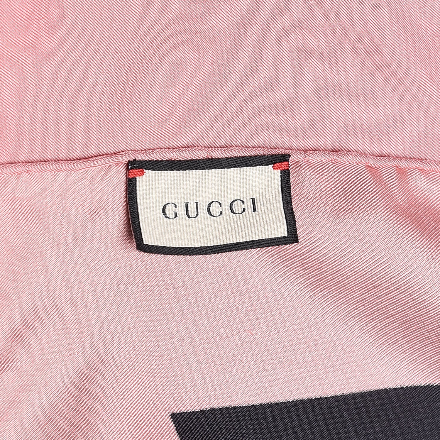 Gucci Silk Twill Flora Snake Square Scarf Black Pink 3 of 3