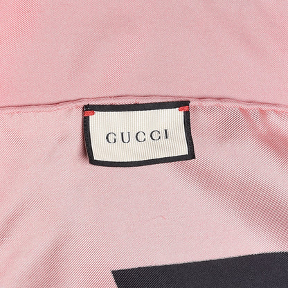 Gucci Silk Twill Flora Snake Square Scarf Black Pink 3 of 3