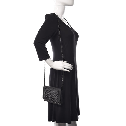 Chanel Calfskin Quilted Boy Wallet On Chain WOC So Black 2 of 17