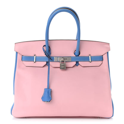 Hermes Swift Horseshoe Birkin 35 Rose Sakura Bleu Paradis 1 of 11