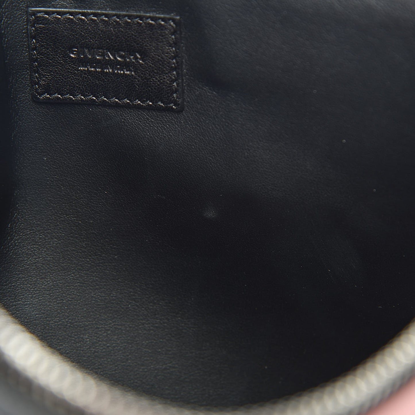 Calfskin Striped Large Zip Pouch Black