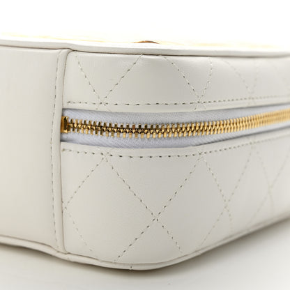 Chanel Lambskin Quilted Golden Plate Vanity Case White Gold 10 of 10