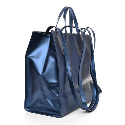Telfar Metallic Vegan Leather Large Shopping Bag Cobalt 3 of 7
