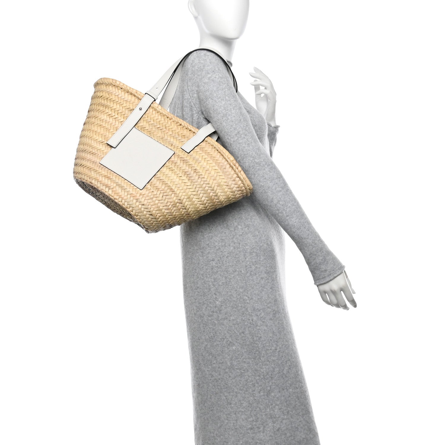 Loewe Raffia Small Basket Tote Bag Natural White 2 of 9