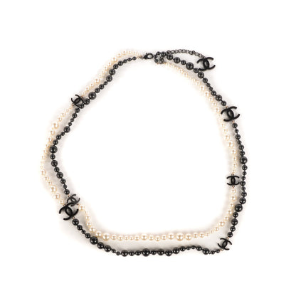 Chanel Pearl Beaded CC Long Necklace Black 1 of 3