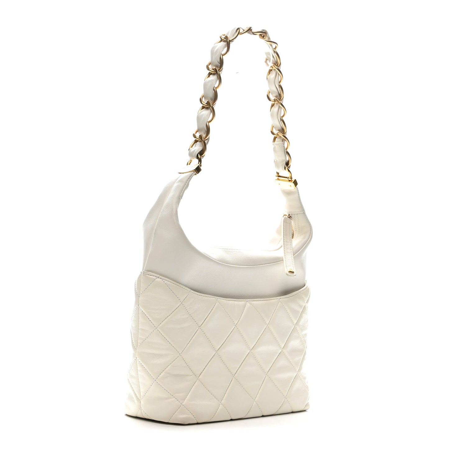 Calfskin Quilted Close To Me Hobo White