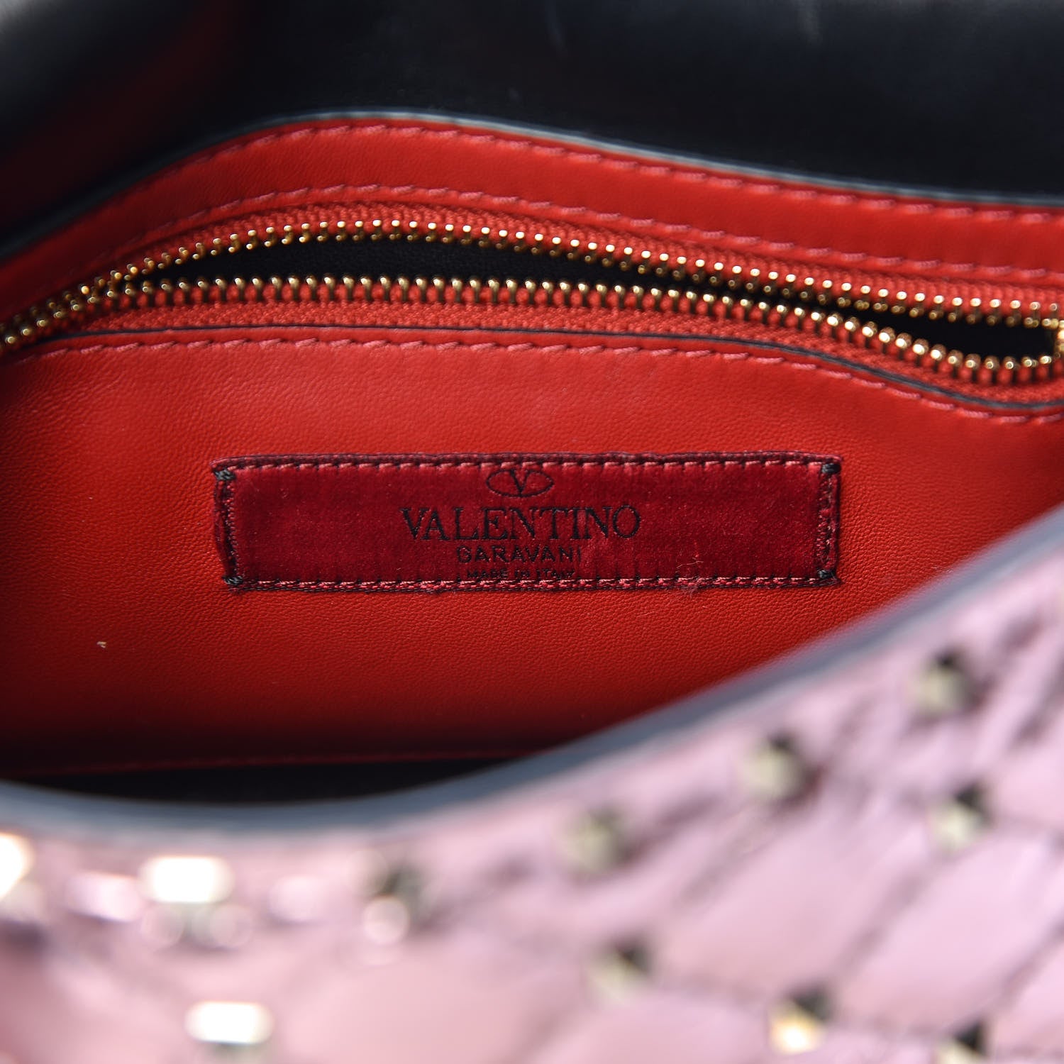 Valentino Garavani Metallic Wrinkled Lambskin Medium Rockstud Spike Shoulder Bag Lipstick 6 of 11