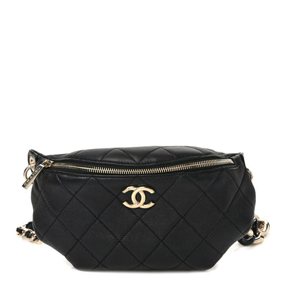 Chanel Lambskin Quilted Resin Bi-Color Waist Bag Fanny Pack Black 1 of 9