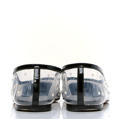 Chanel PVC Patent Calfskin Pearl Cap Toe Ballerina Flats 37.5 Transparent Black 4 of 6