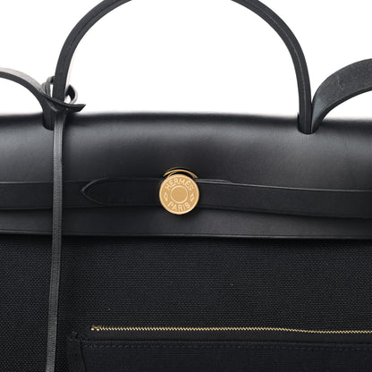 Hermes Military Toile Vache Hunter Herbag Zip Retourne 31 PM Black 7 of 10
