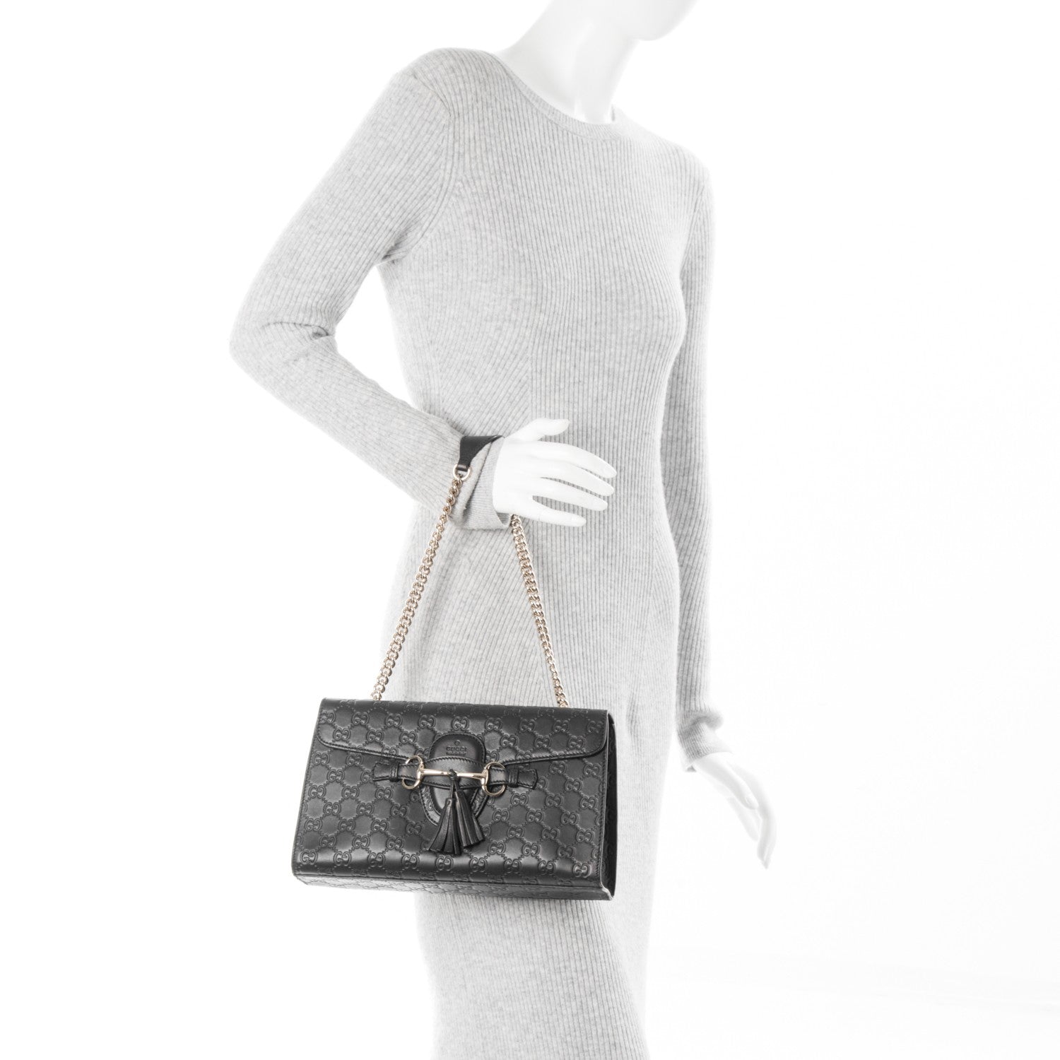 Gucci Guccissima Medium Emily Chain Shoulder Bag Black 2 of 7