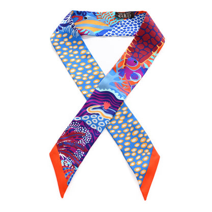 Hermes Silk Under The Waves Twilly Orange Bleu Fuchsia 1 of 4