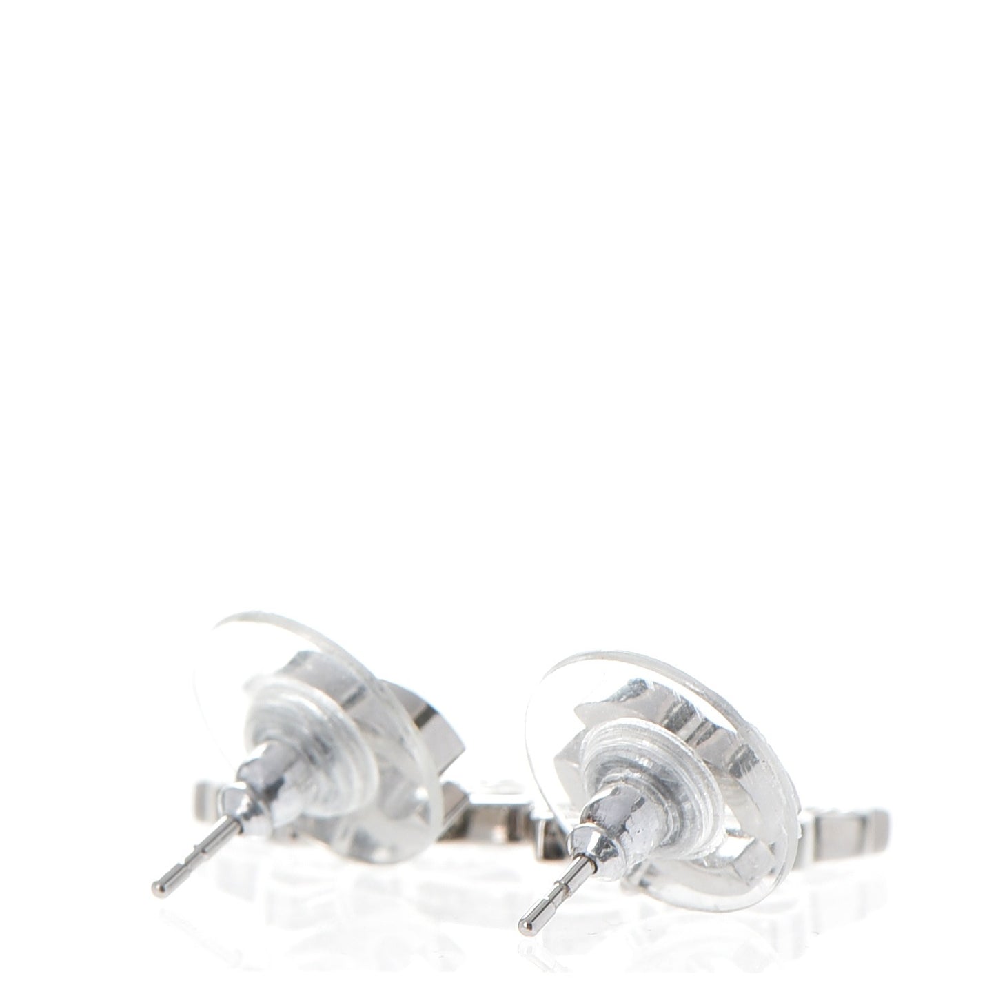 Crystal Emoji Choupette Cat CC Earrings Silver