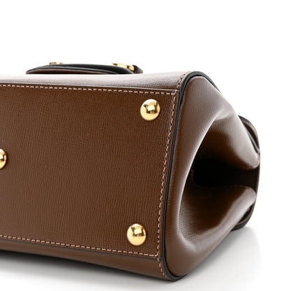 Gucci Glazed Textured Calfskin Mini Horsebit 1955 Top Handle Flap Bag Brown Sugar 10 of 12