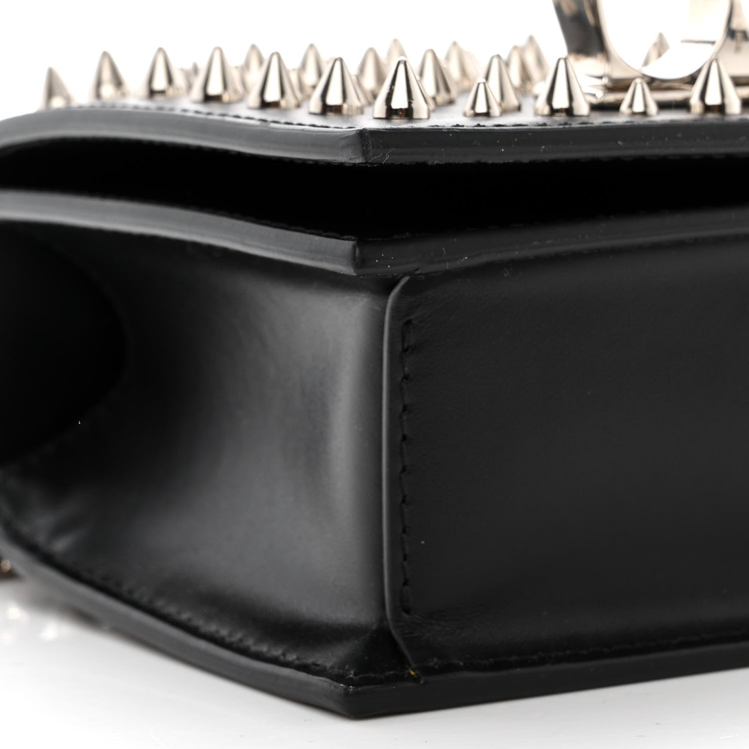 Alexander McQueen Calfskin Studded Knuckle Satchel Black Silver 9 of 12