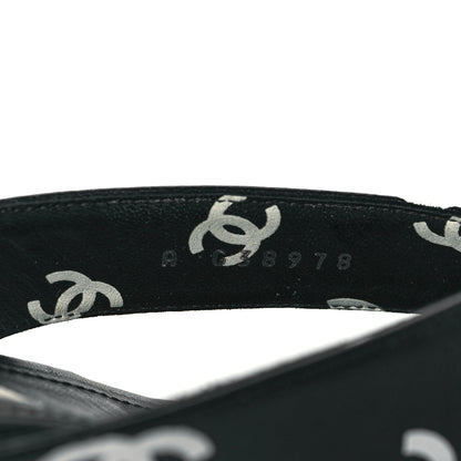 Chanel Lambskin Printed CC Thong Sandals 38.5 Black White 8 of 10