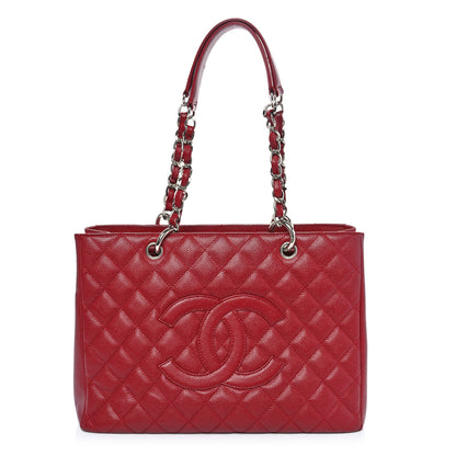 Chanel Caviar Quilted Grand Shopping Tote GST Red 1 of 12