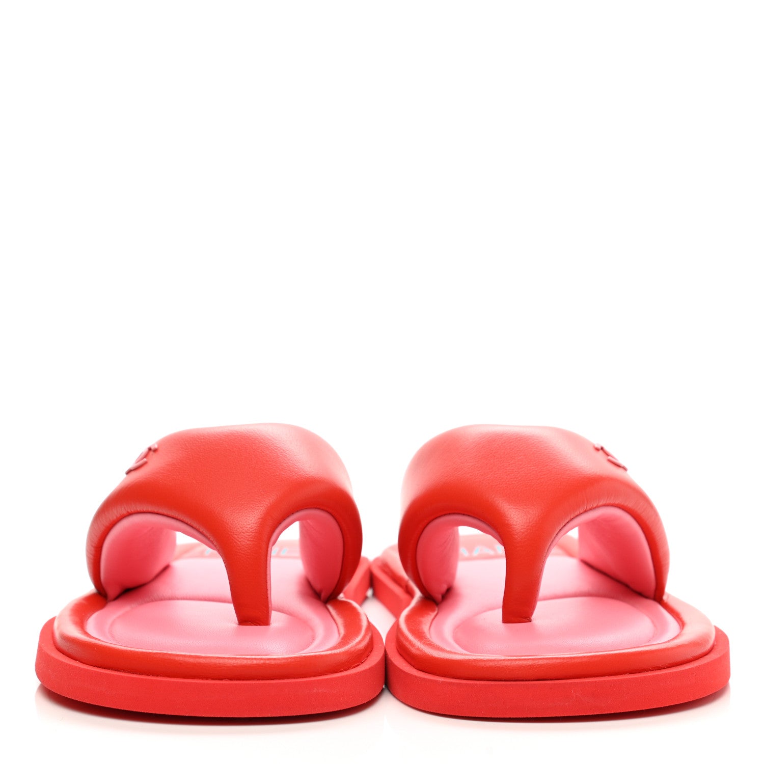 Chanel Lambskin Padded Pool Thong Sandals 39 Light 38 Red Pink 2 of 9